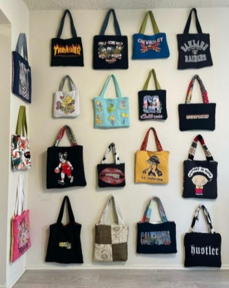 A canvas tote in a campus and library-style setting