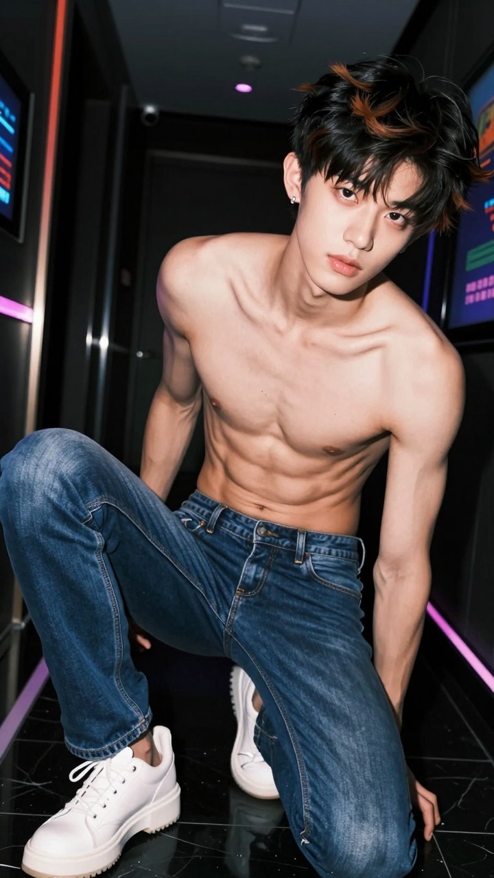 A campus-oriented youth-menswear denim close-up used to show the relaxed daily-life potential of longline denim shorts