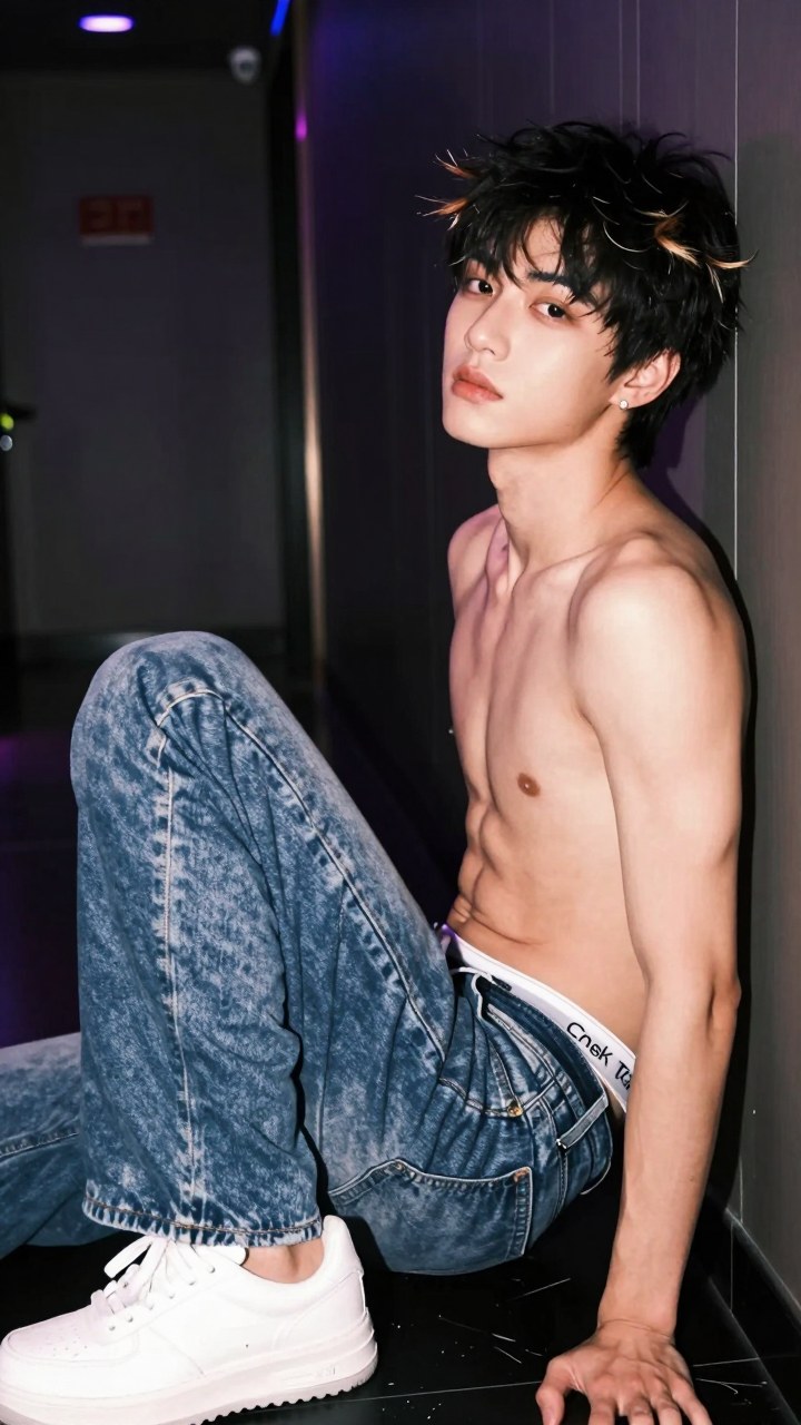 A city-side youth outfit showing how straight or slightly relaxed jeans keep everyday proportions believable