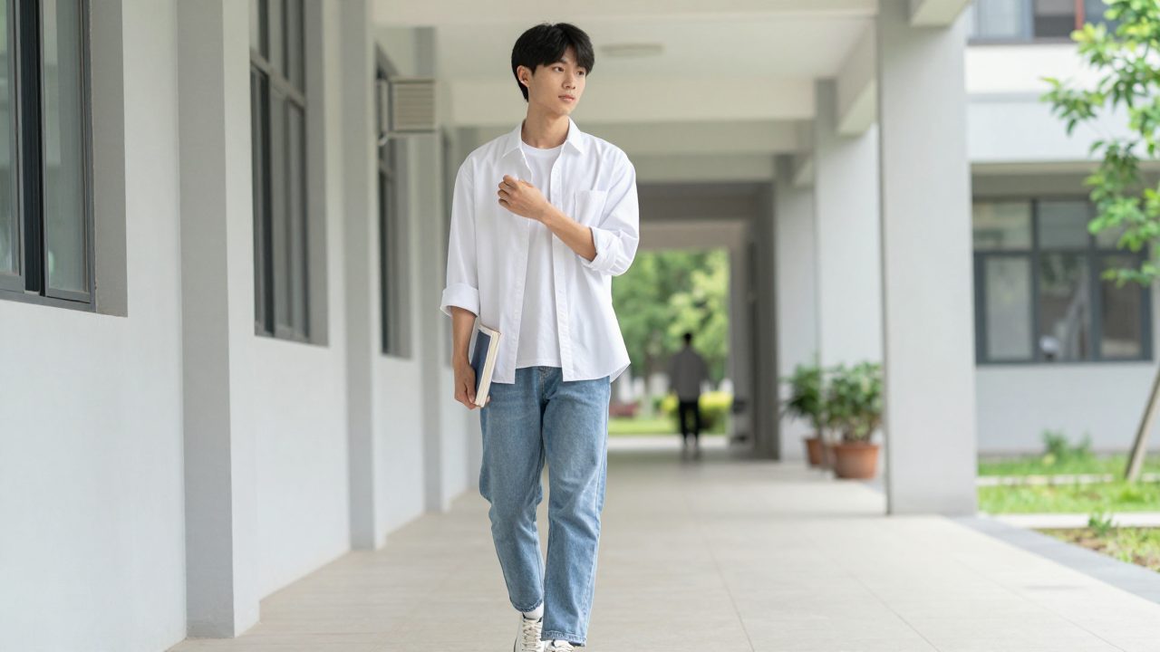 White shirt campus style hero