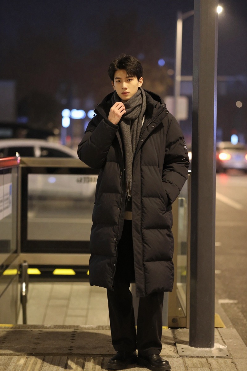 长款羽绒服成立的关键，在于包裹感不能变成拖沓感。