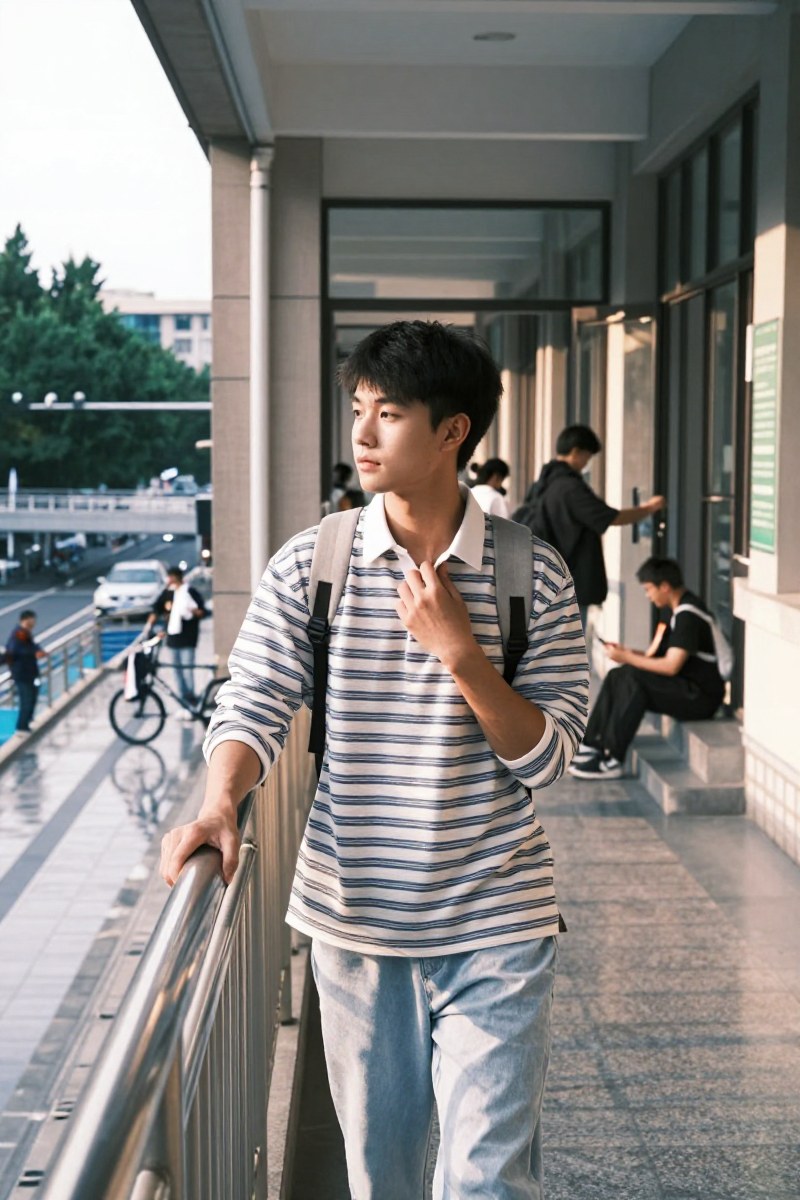 A youth cleanfit look built around a collared knit top