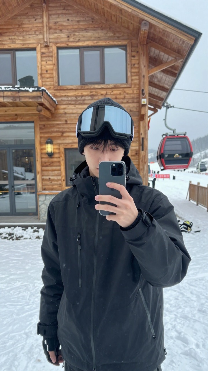 护目镜、毛线帽和雪地反光，已经成为冬季社交图像的一部分。