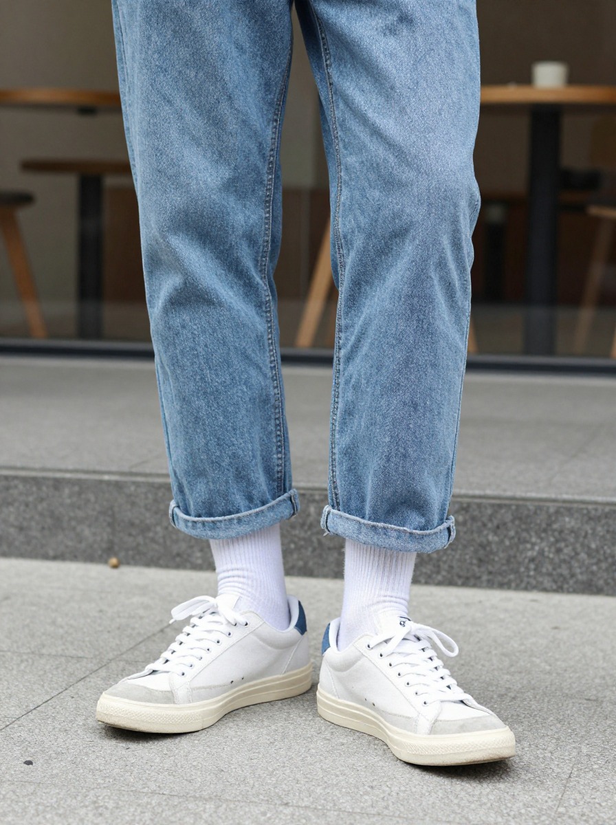 露出一截干净袜筒，往往比复杂配色更容易成立。